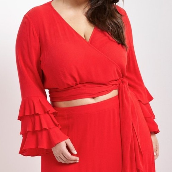 NWT Red Tiered Sleeve Top & Maxi Skirt Set - Picture 2 of 7